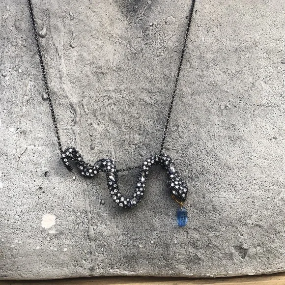 Alexis Bittar snake necklace with blue drop - Picture 2 of 10